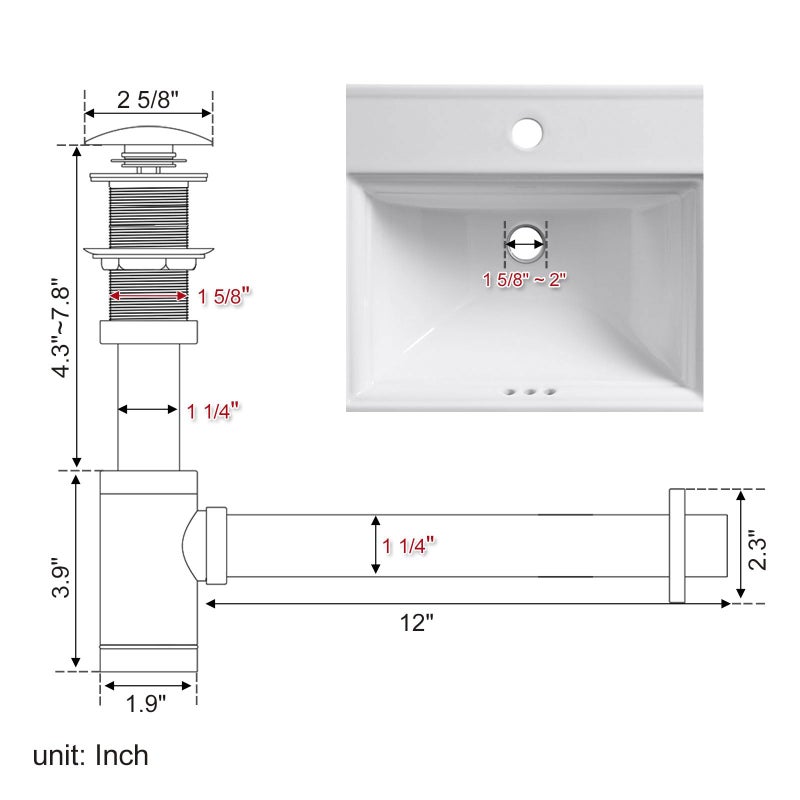 MENATT Round P-Trap Waste Pipe Kit Assembly, Bottle Trap Deodorant Type with 1 1/4" Pop-up Drain Stopper without overflow, Bathroom Sink Siphon Drainer Plumbing Tube Chrome Finished - Image 5